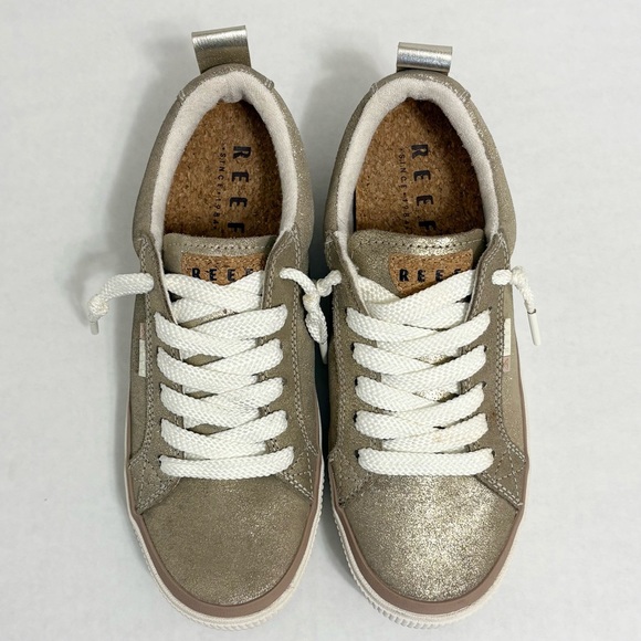 REEF Lay Day Dawn Sneakers Champagne Suede Metallic Gold, Size 9 (EU 40) - Picture 2 of 10